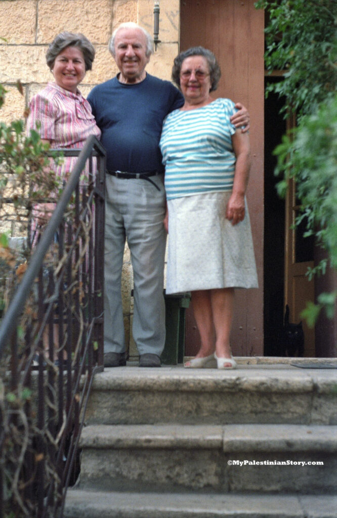 Mum with Stratis and Aliki in the Gaitanopoulos home in Upper Baq'a, Jerusalem - Aug 1986