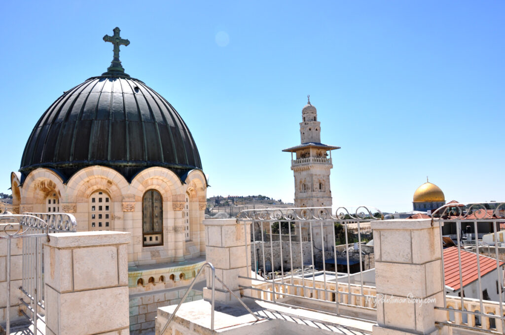 The dome of the Notre Dame de Sion Ecce Homo Convent, Yiayia Vitsa’s school